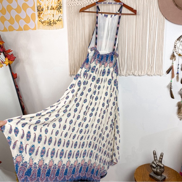 Lulu's Learn To Fly Cutout Boho Printed Flowy Maxi Dress Size Medium - Picture 10 of 15